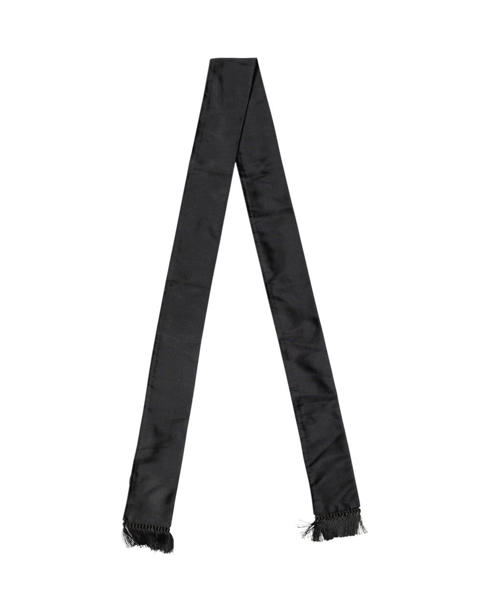Dolce & Gabbana Black Silk Fringes Neck Wrap Foulard Scarf