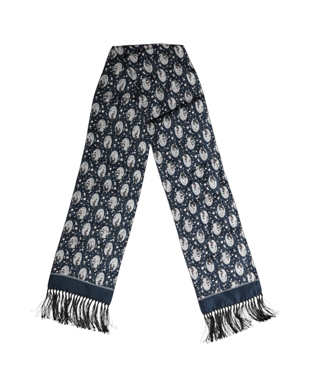 Dolce & Gabbana Navy Blue Silk Neck Wrap Shawl Men Scarf