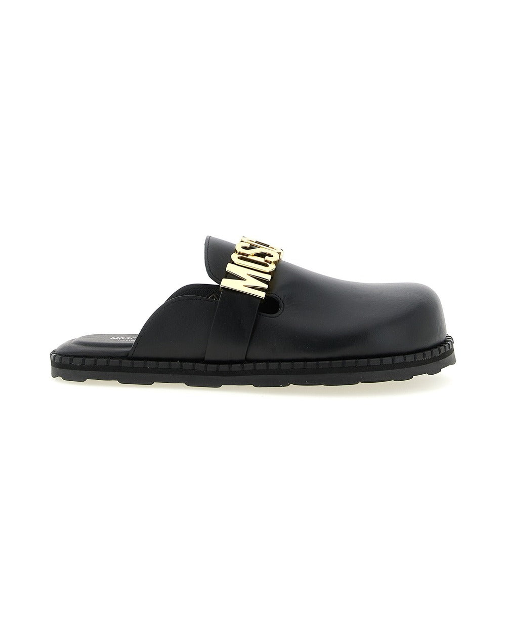 Moschino Black Calfskin Clogs