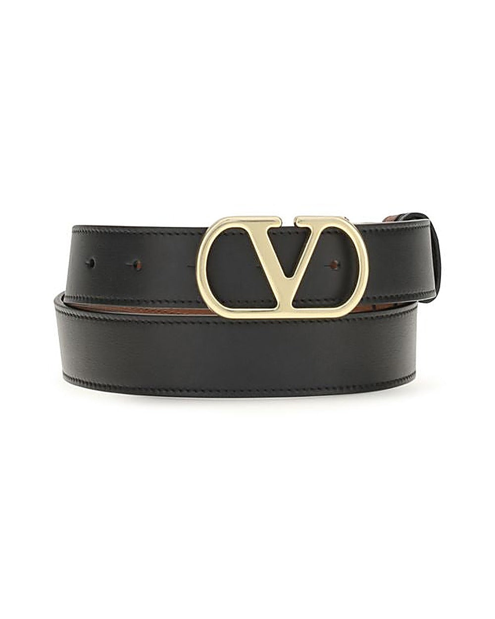 Valentino Garavani Black Calf Leather Bos Taurus Belt