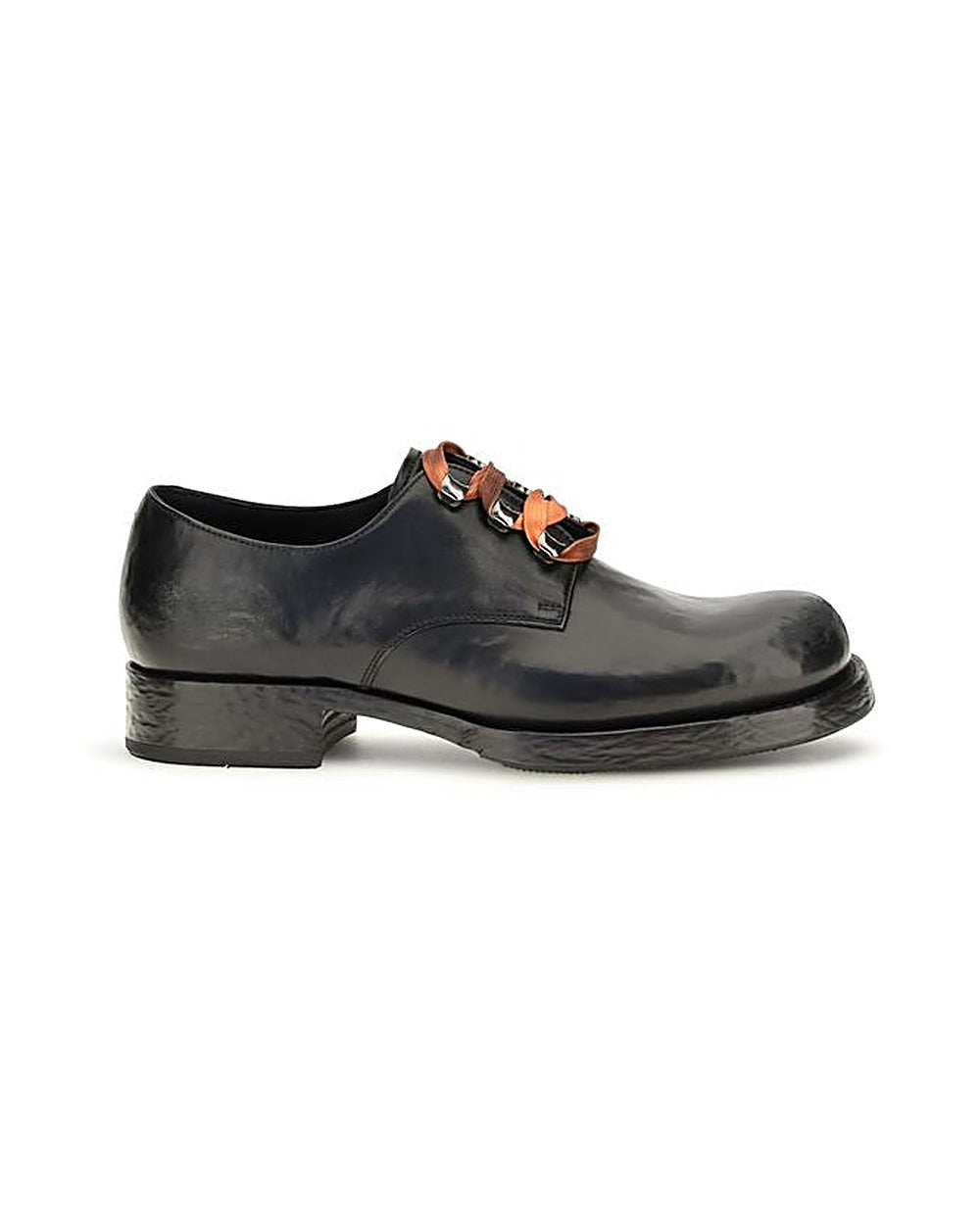 Prada Black Calf Leather Bos Taurus Oxfords And Derbies