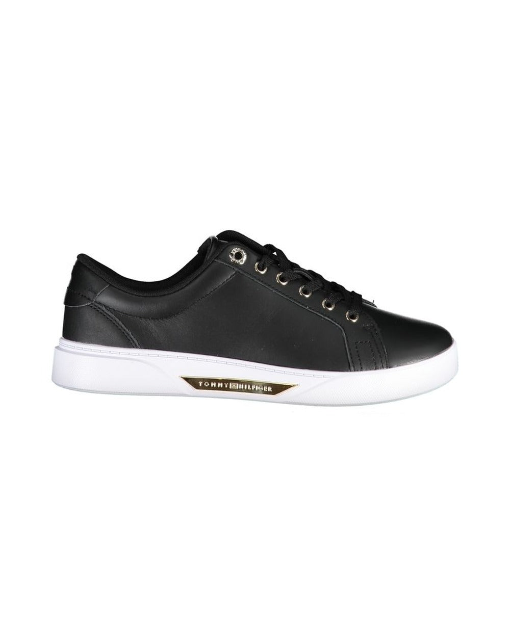 Tommy Hilfiger Black Leather Women Sneaker