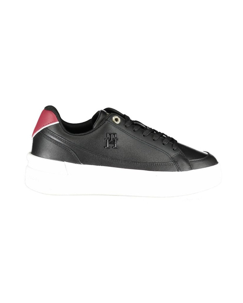 Tommy Hilfiger Black Leather Women Sneaker