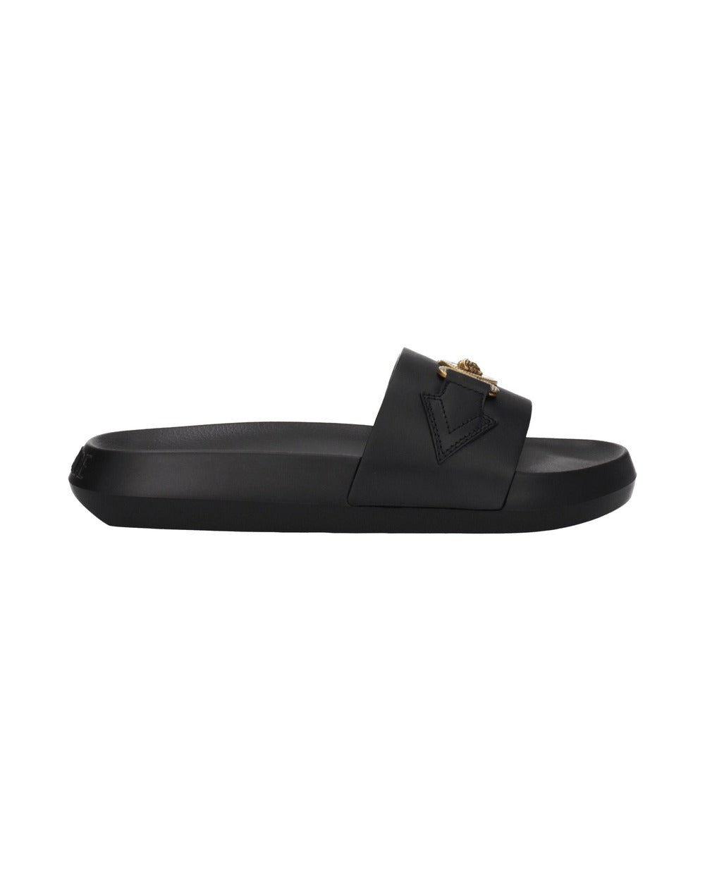 Versace Black Leather Slippers