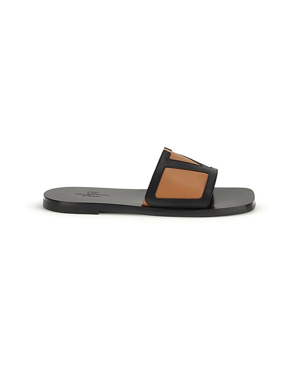 Valentino Garavani Black Calf Leather Bos Taurus Flat Sandals