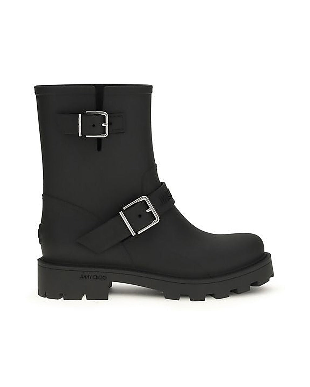 Jimmy Choo Black Polyurethane Rain Boots