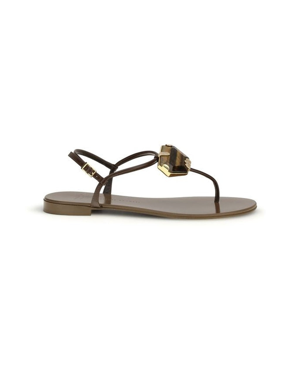 Giuseppe Zanotti Brown Stainless Steel Flat Sandals