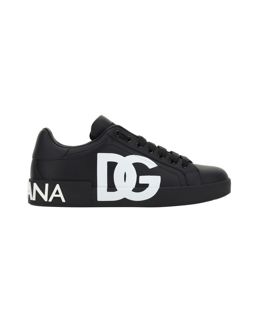 Dolce & Gabbana Black Calf Leather Bos Taurus Sneakers