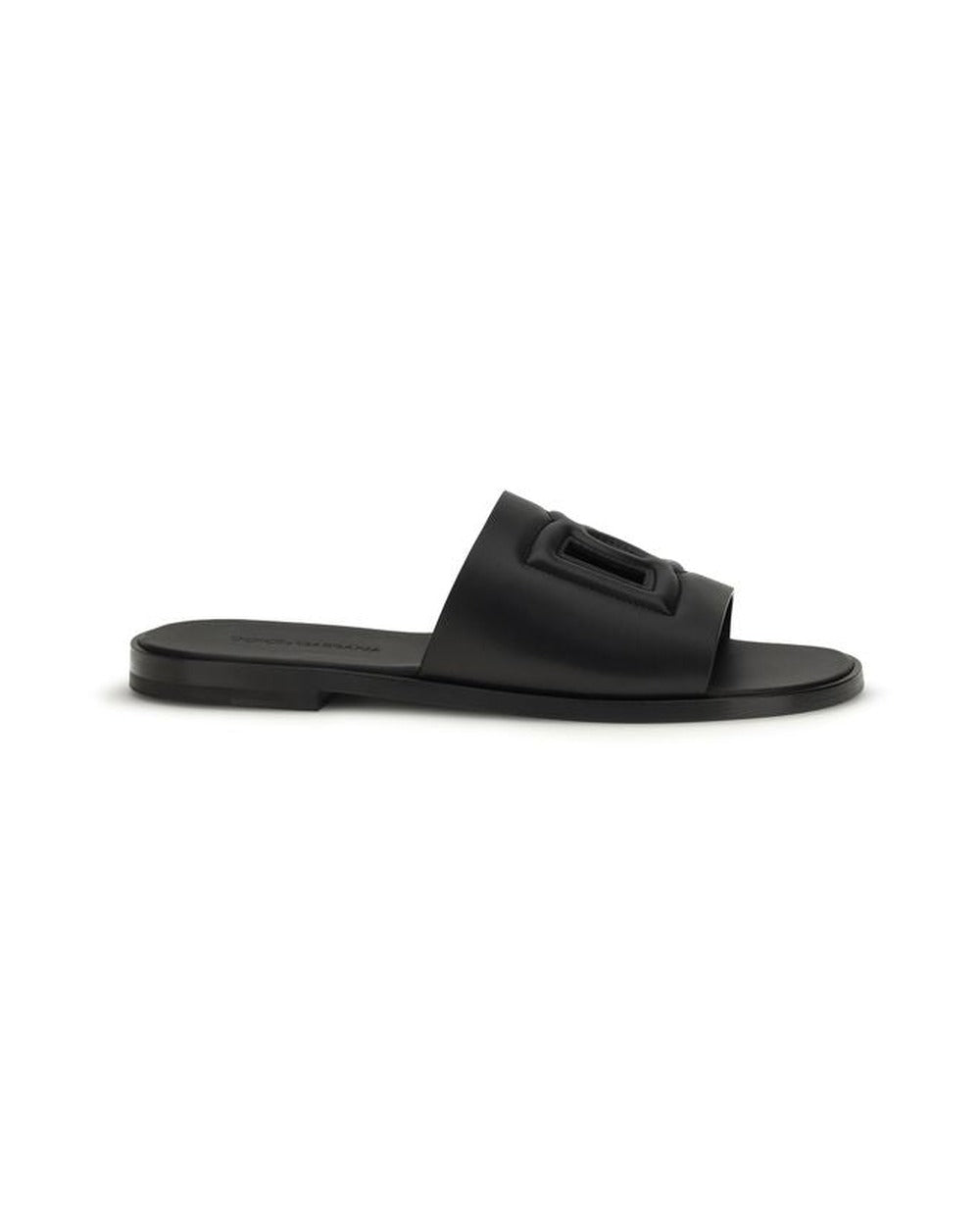 Dolce & Gabbana Black Calf Leather Bos Taurus Sandals