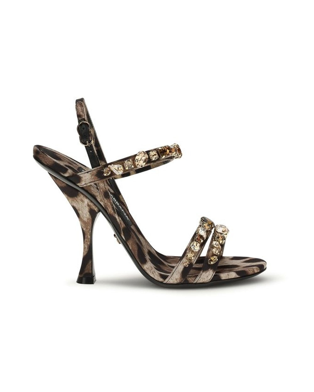 Dolce & Gabbana Brown Fabric Stiletto Heel Sandals