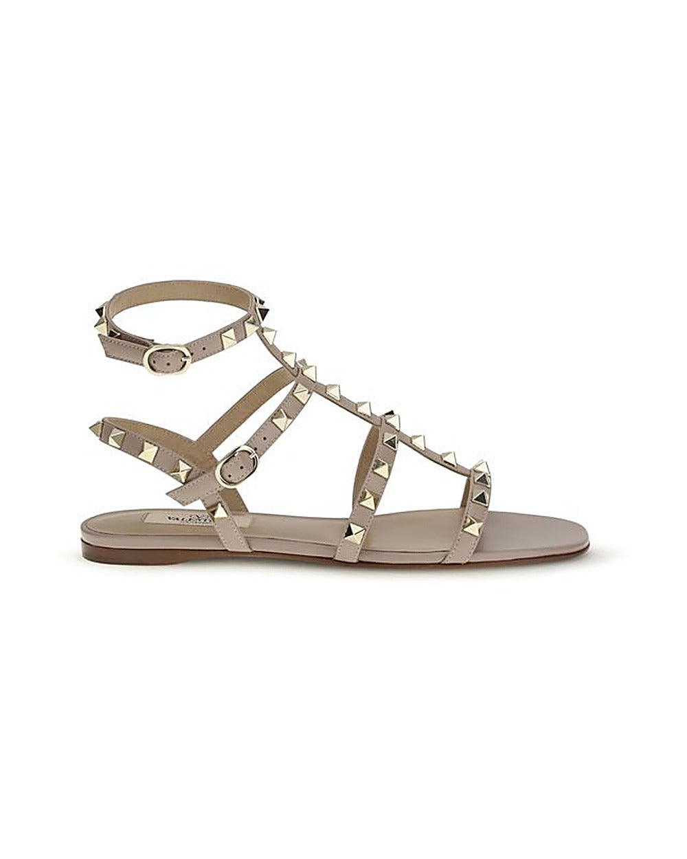 Valentino Garavani Beige Calf Leather Bos Taurus Flat Sandals