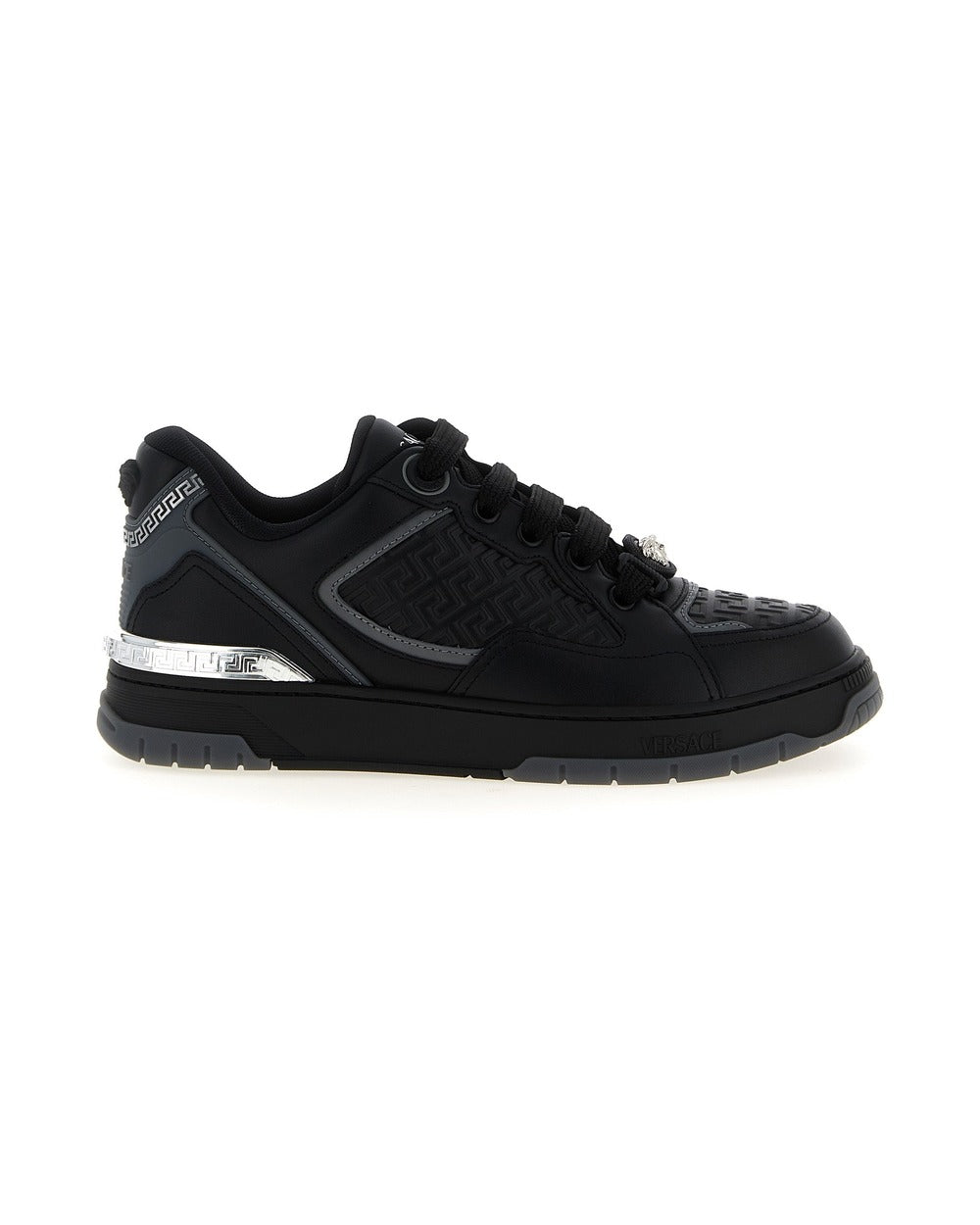 Versace Black Calfskin Athletic Sneakers