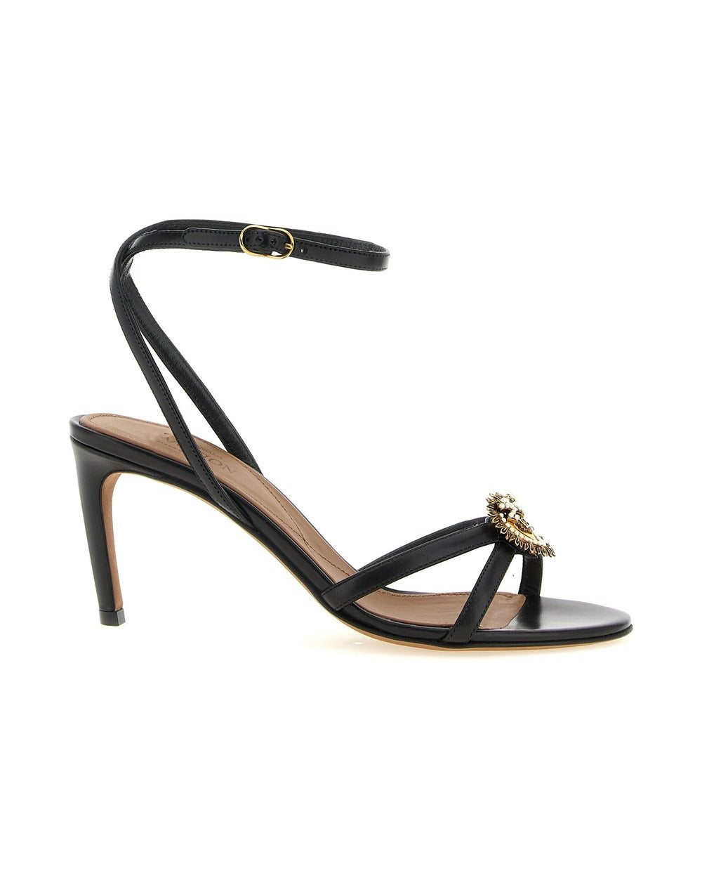Dolce & Gabbana Black Calfskin Stiletto Heel Sandals