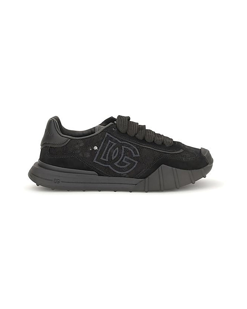 Dolce & Gabbana Black Calf Leather Bos Taurus Chunky Sneakers