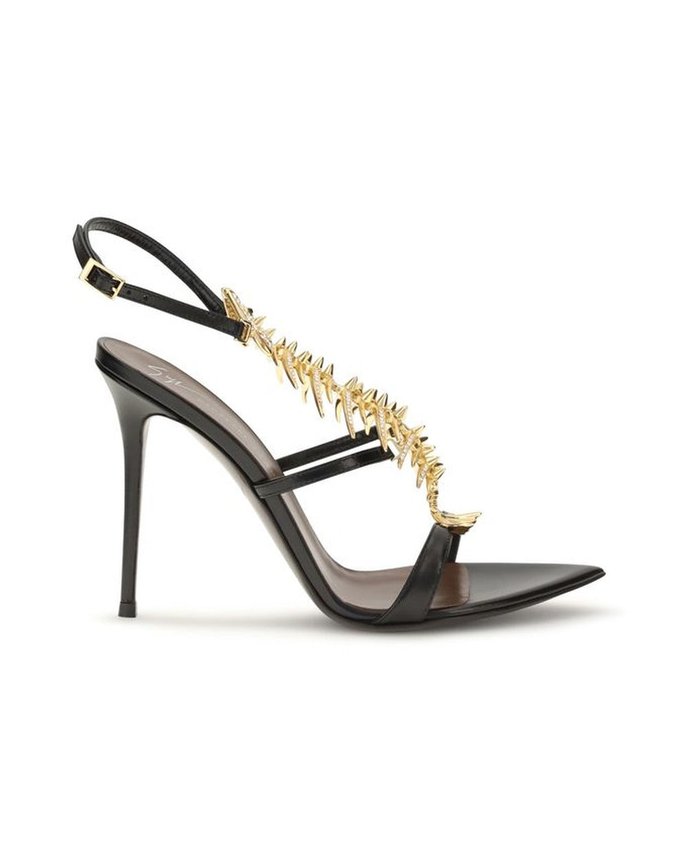 Giuseppe Zanotti Black Calf Leather Bos Taurus Stiletto Heel Sandals