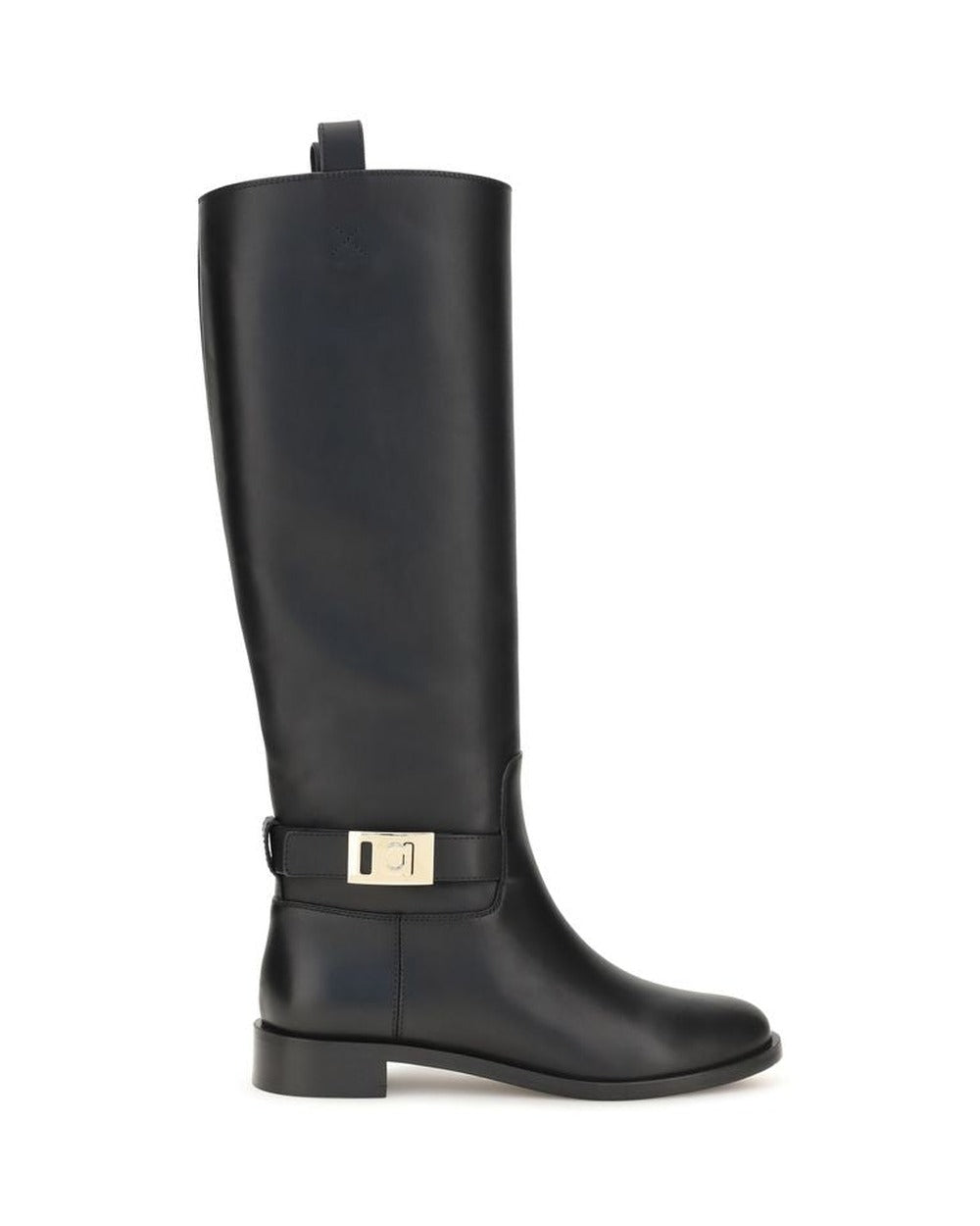 Ferragamo Black Calf Leather Bos Taurus Boots
