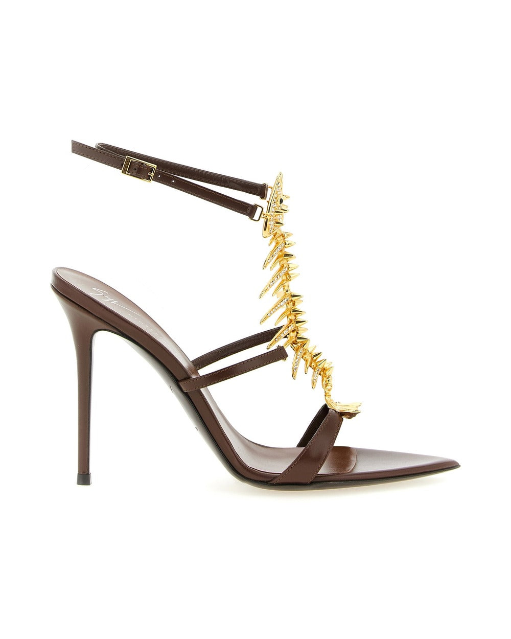 Giuseppe Zanotti Brown Lamb Leather Stiletto Heel Sandals