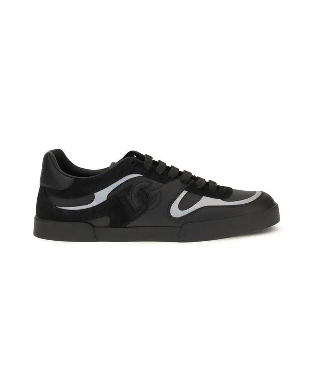 Dolce & Gabbana Black Calf Leather Bos Taurus Sneakers