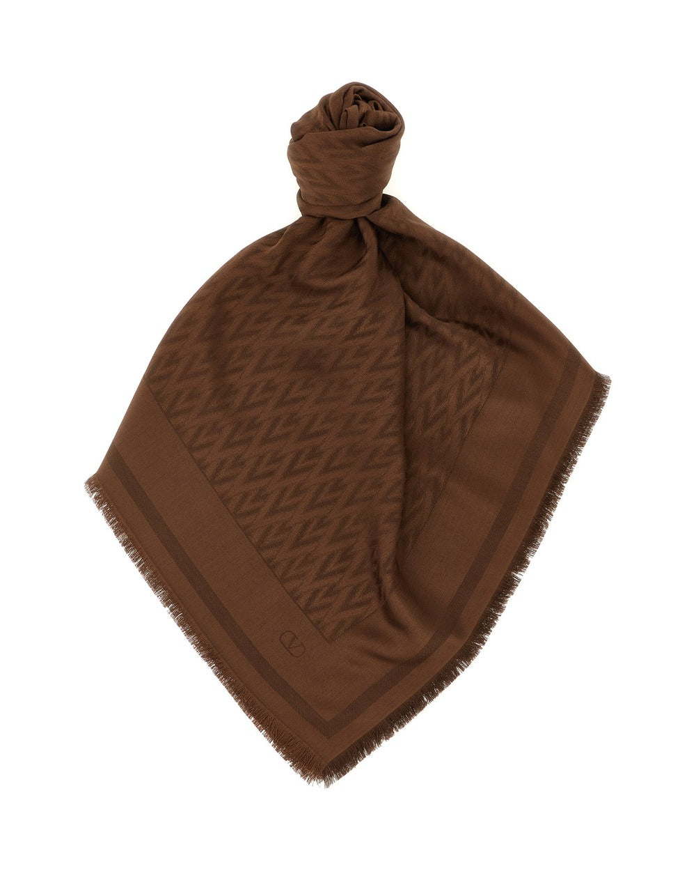 Valentino Garavani Brown Silk Scarf