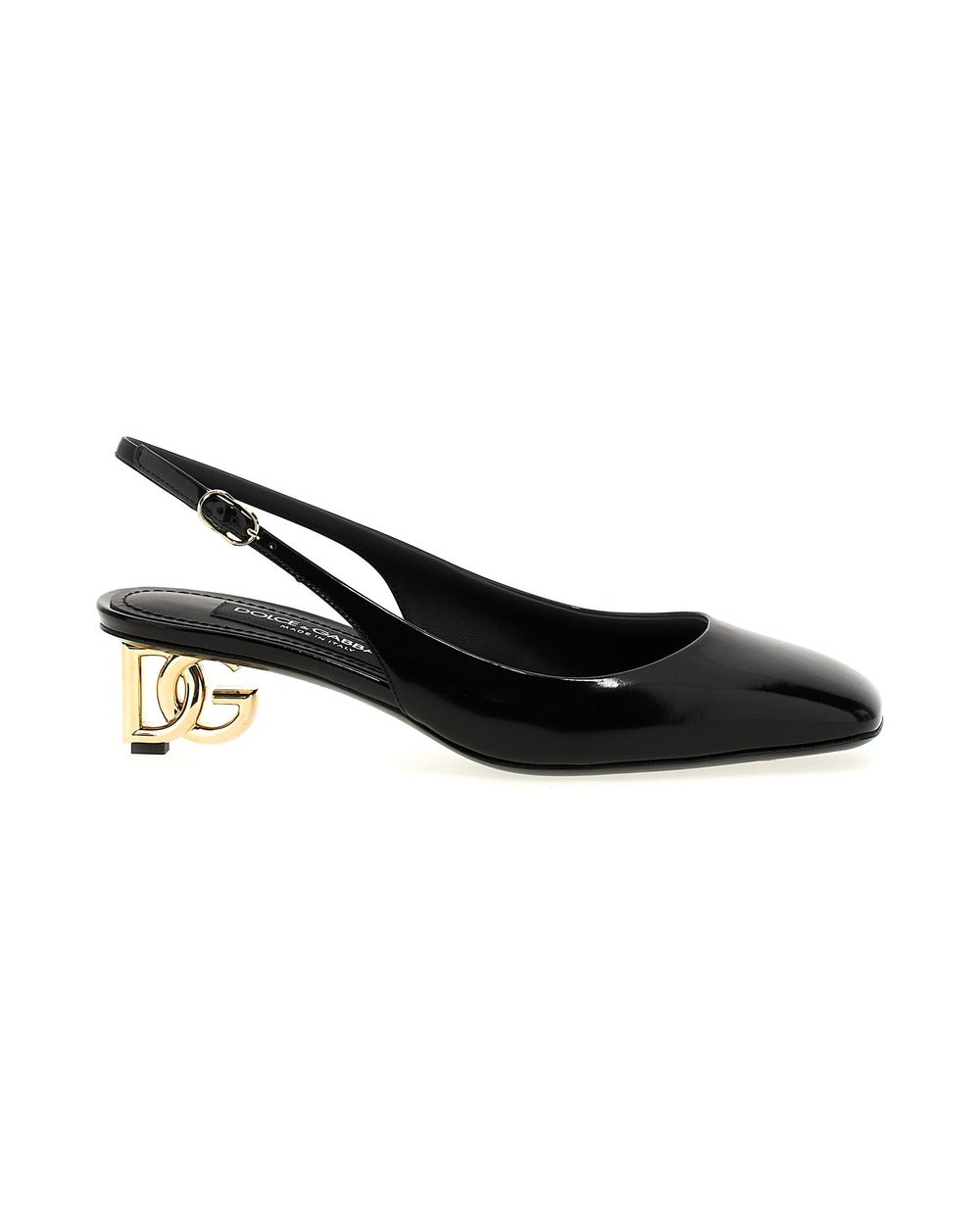 Dolce & Gabbana Black Calfskin Mid Heel Pumps