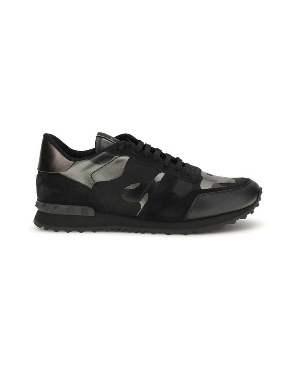Valentino Garavani Black Calf Leather Bos Taurus Athletic Sneakers
