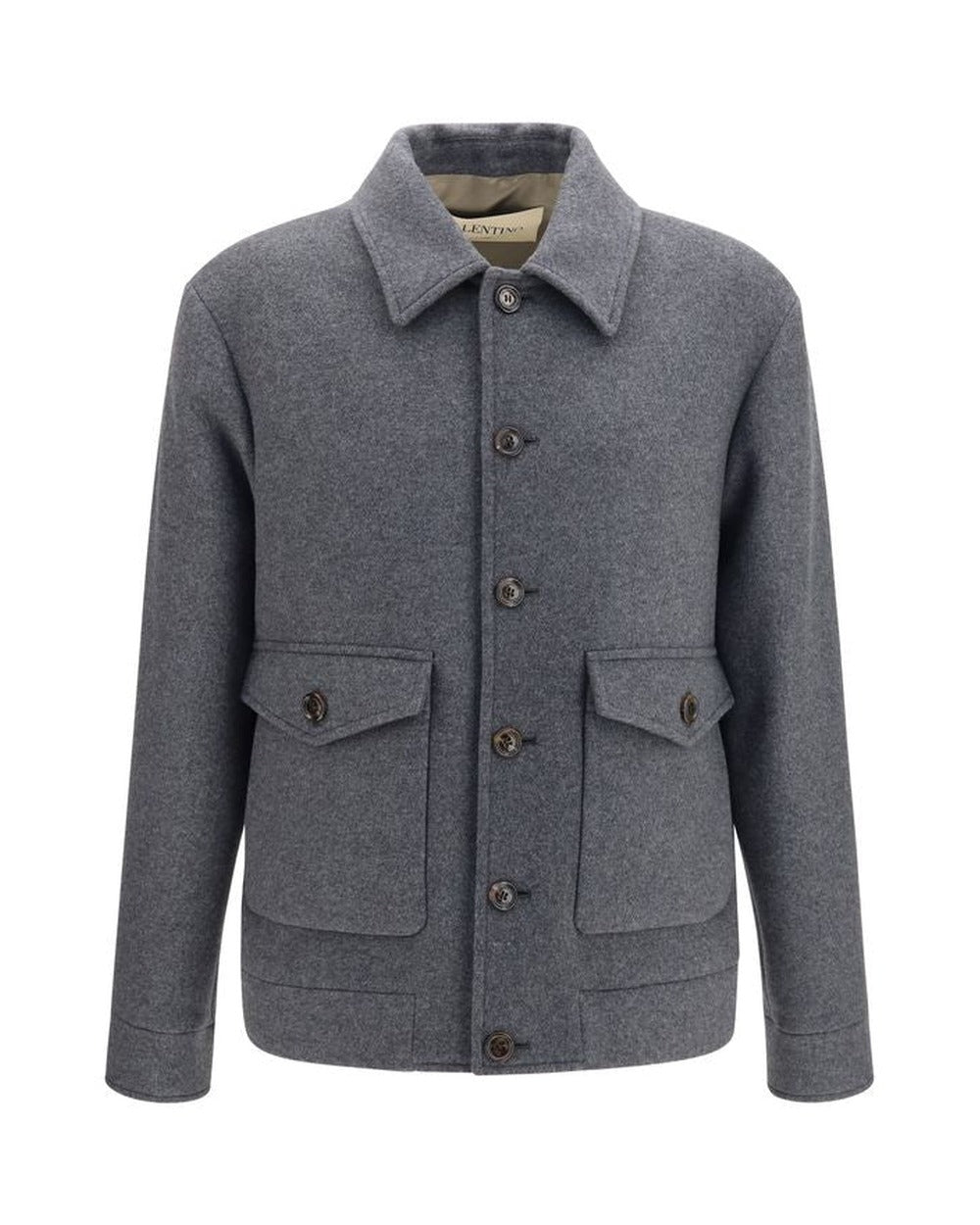 Valentino Garavani Gray Wool Oves Aries Full-Length Jacket