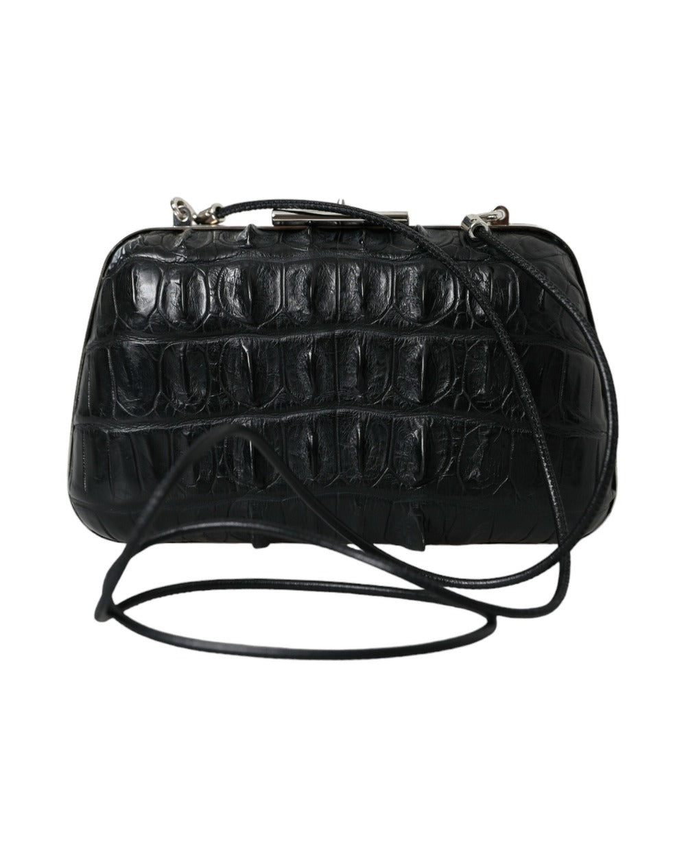 Balenciaga Black Exotic Skin Leather Shoulder Crossbody Box Clutch Bag