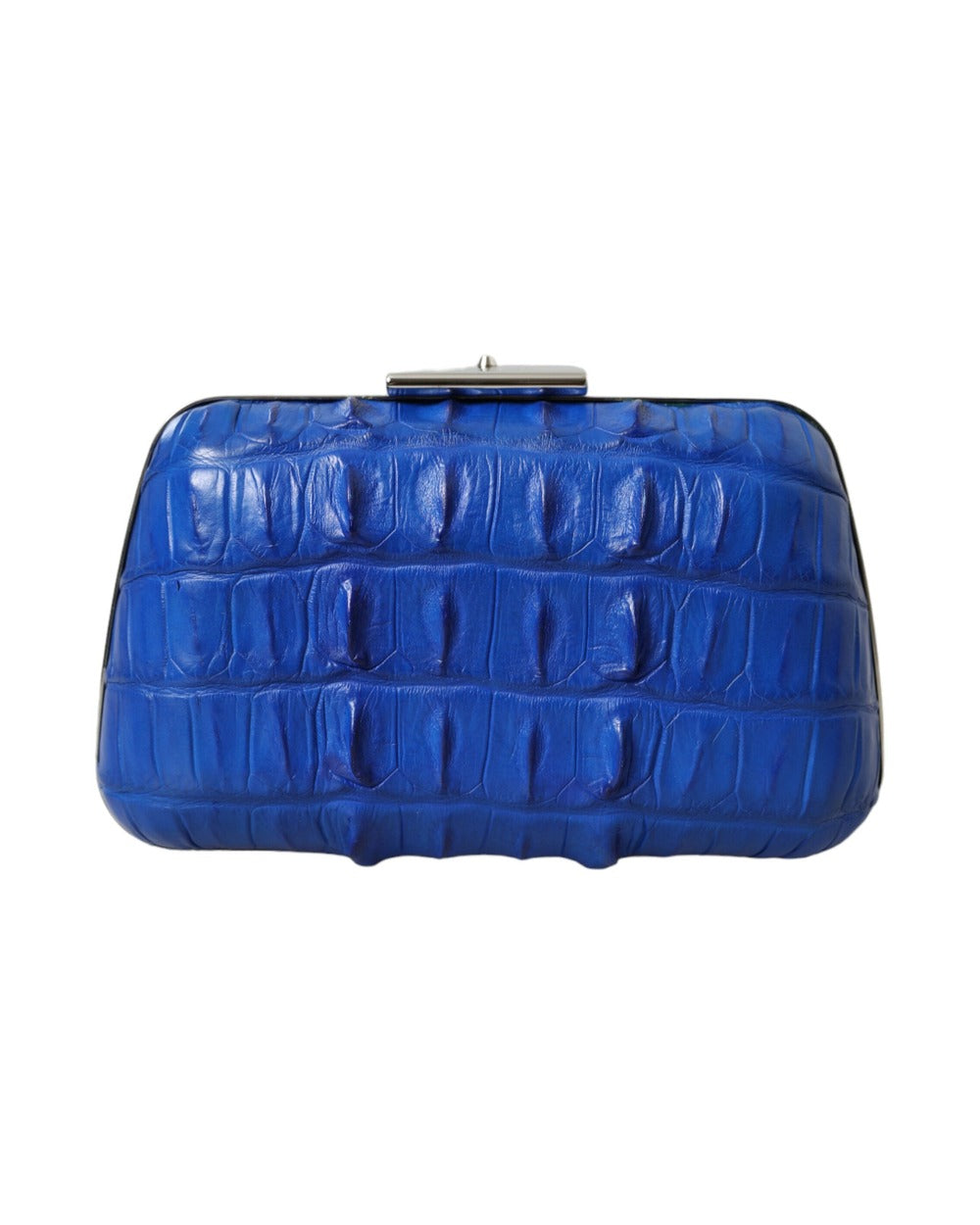 Balenciaga Blue Exotic Skin Leather Shoulder Crossbody Box Clutch Bag
