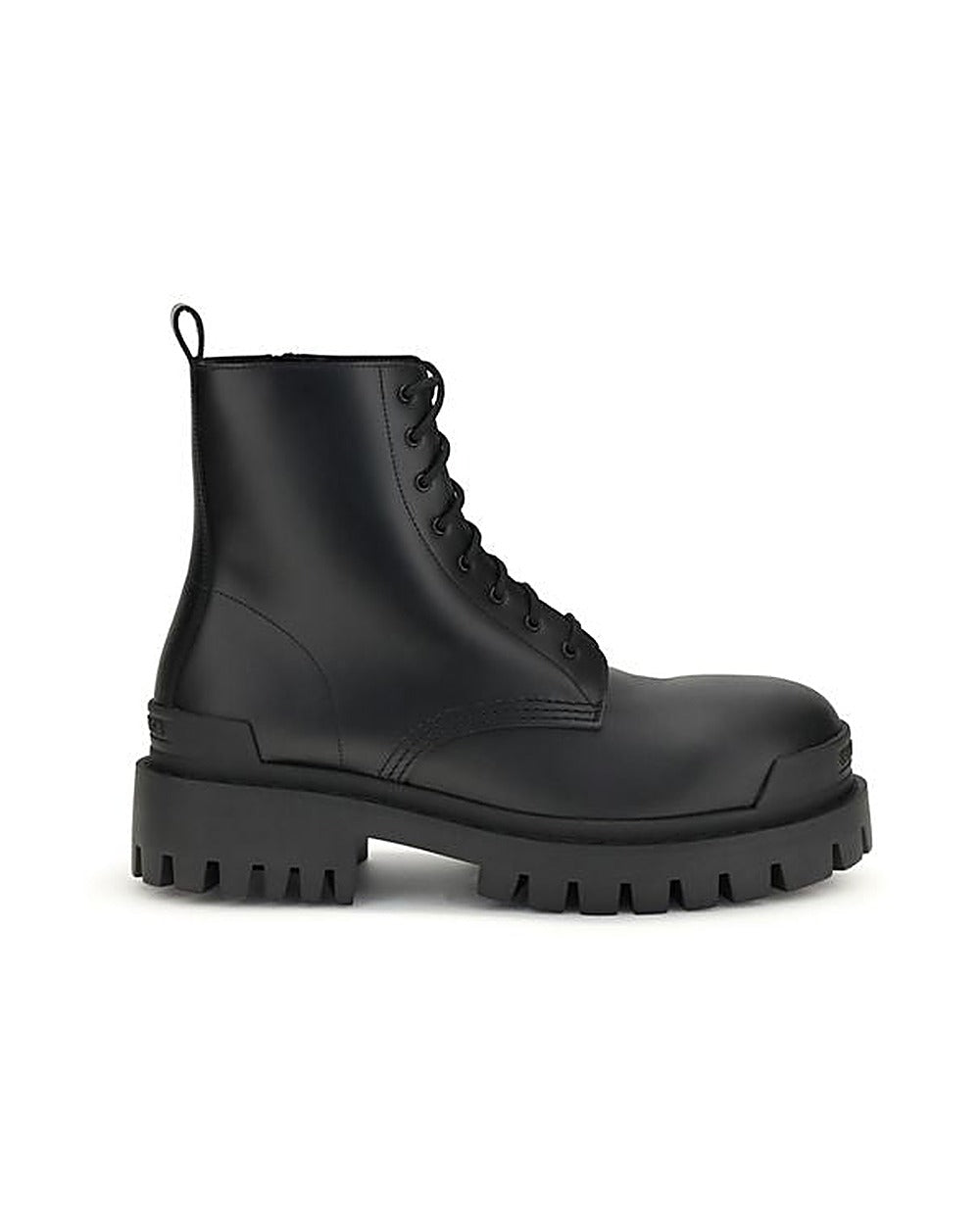 Balenciaga Black Calf Leather Bos Taurus Lace-Up Boots