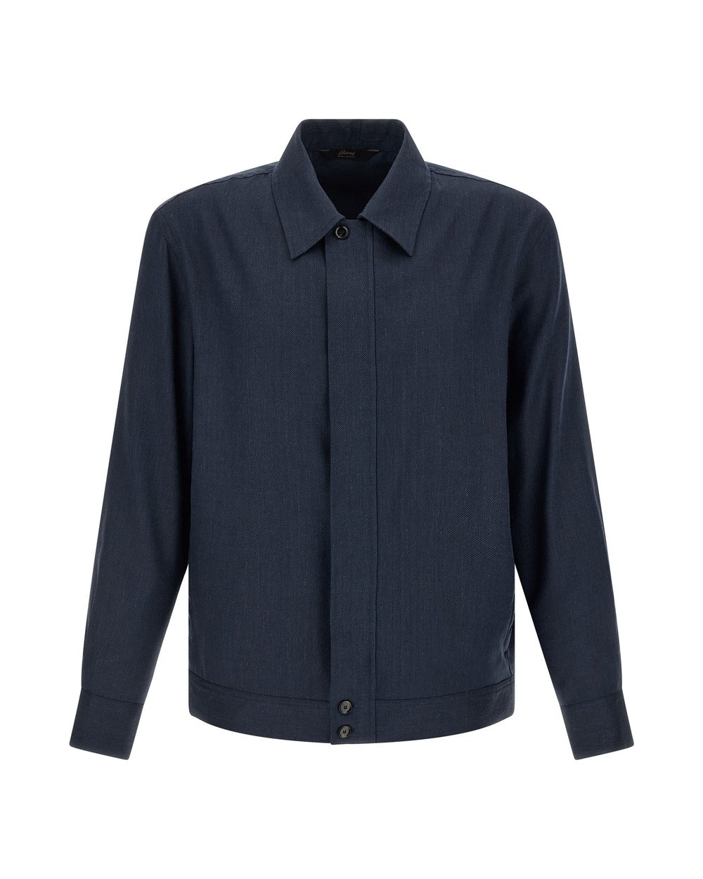 Brioni Blue Linen Full-Length Jacket
