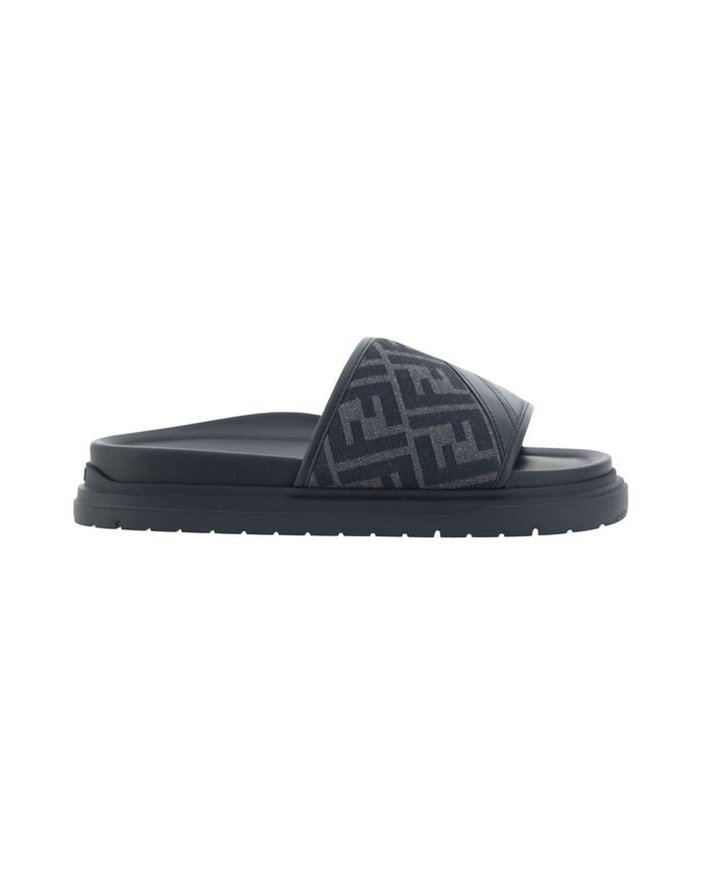 Fendi Gray Fabric Flat Sandals