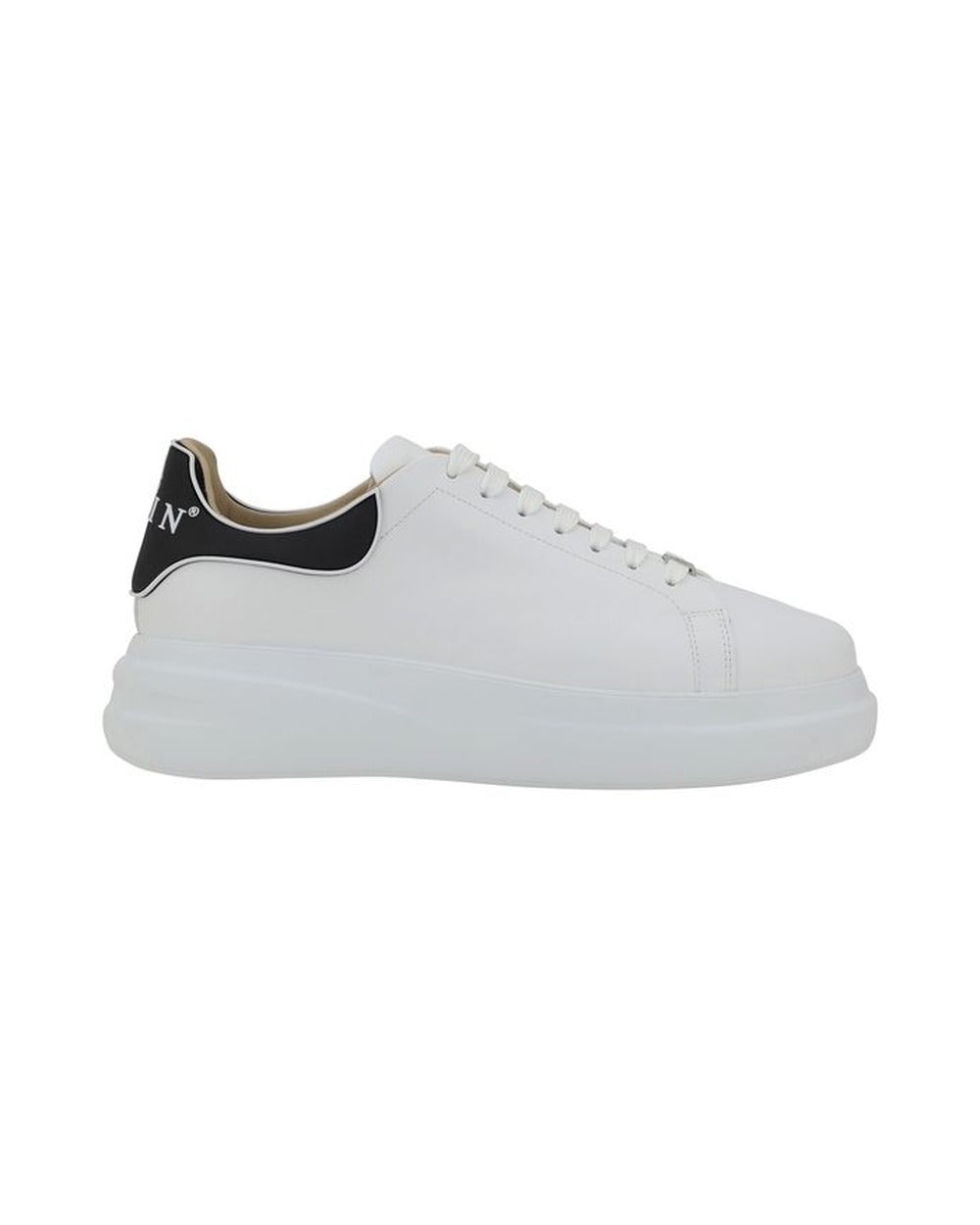 Philipp Plein White Calf Leather Bos Taurus Low Top Sneakers