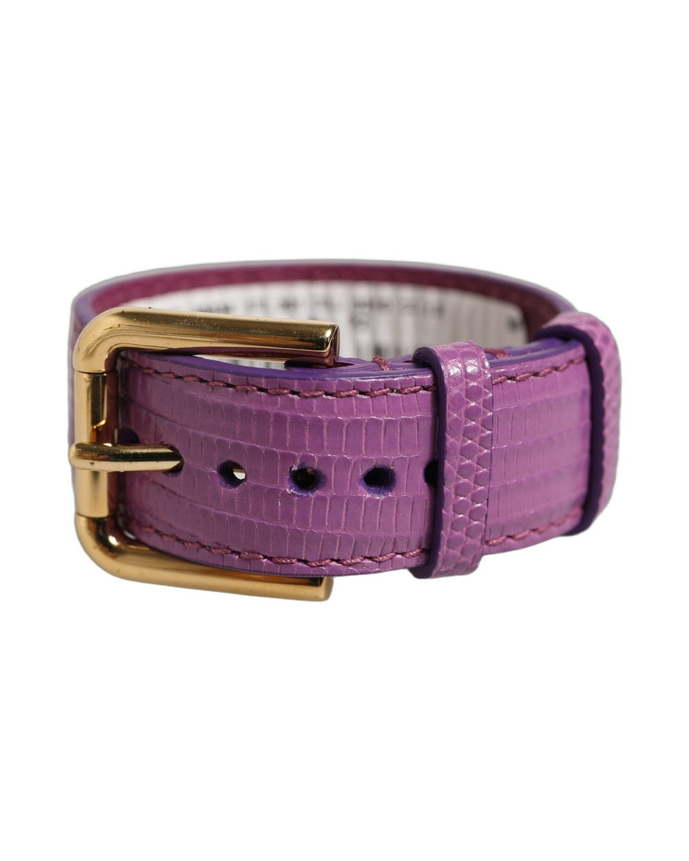 Dolce & Gabbana Purple Textured Leather Gold Buckle Belt Strap Bracelet