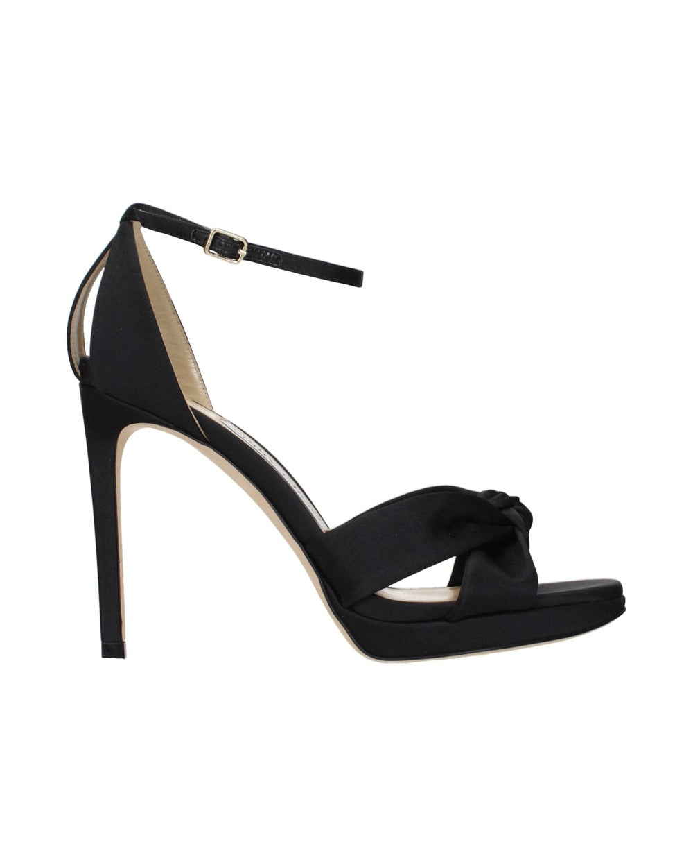 Jimmy Choo Black Satin Platform Sandals