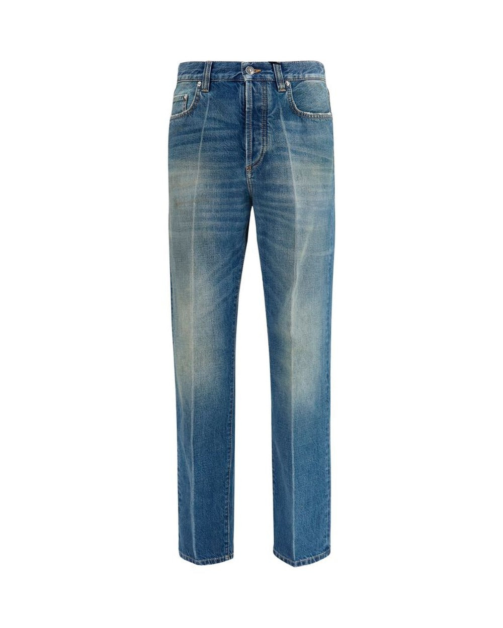 Versace Blue Cotton Straight-Leg Jeans