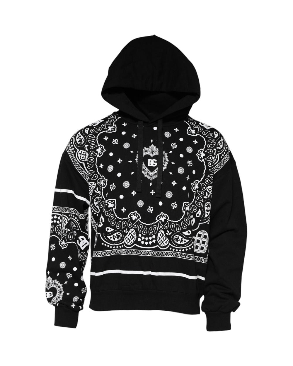 Dolce & Gabbana Black Bandana Hooded Men Sweatshirt Sweater