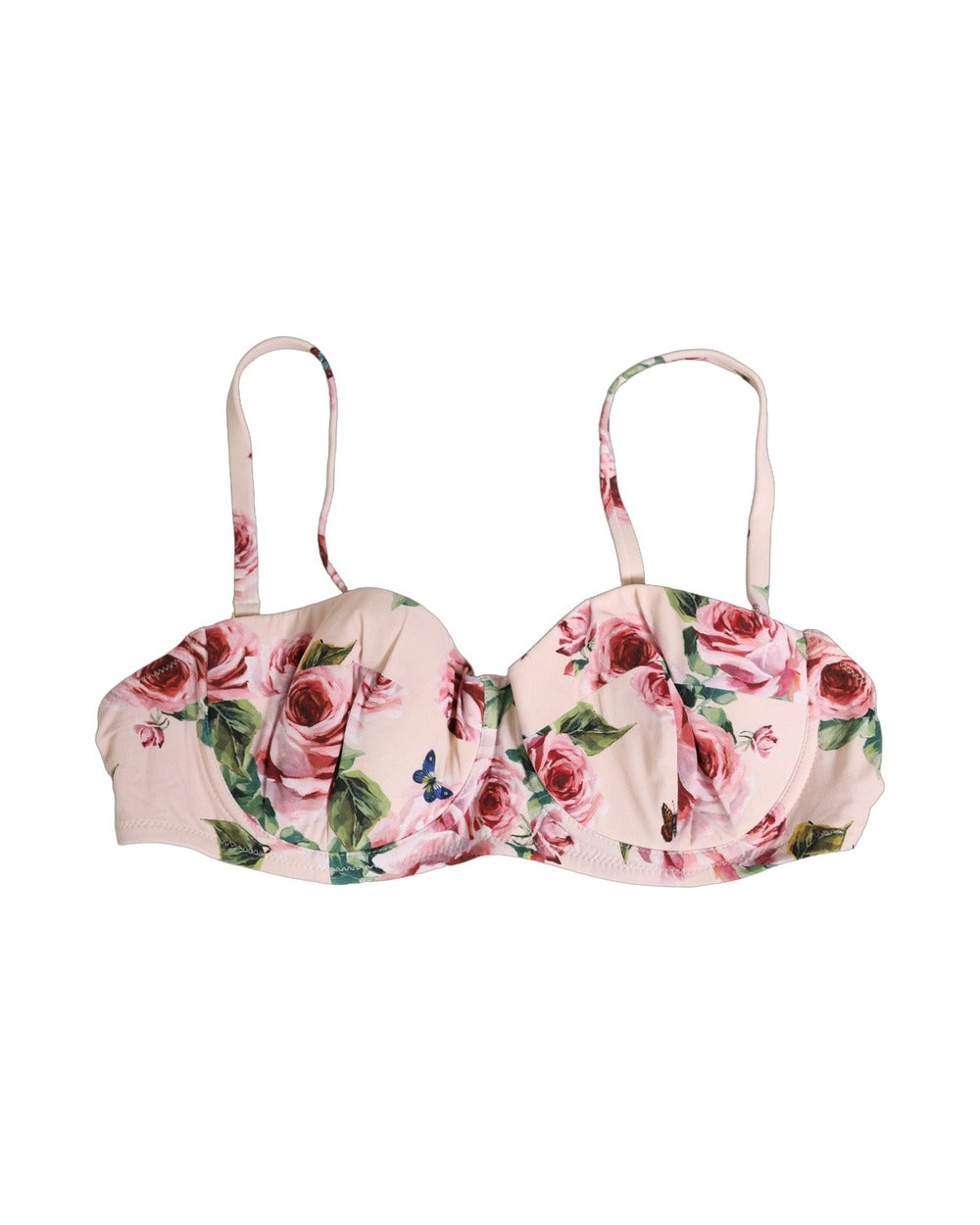 Dolce & Gabbana Pink Floral Print Underwire Beachwear Bikini Top