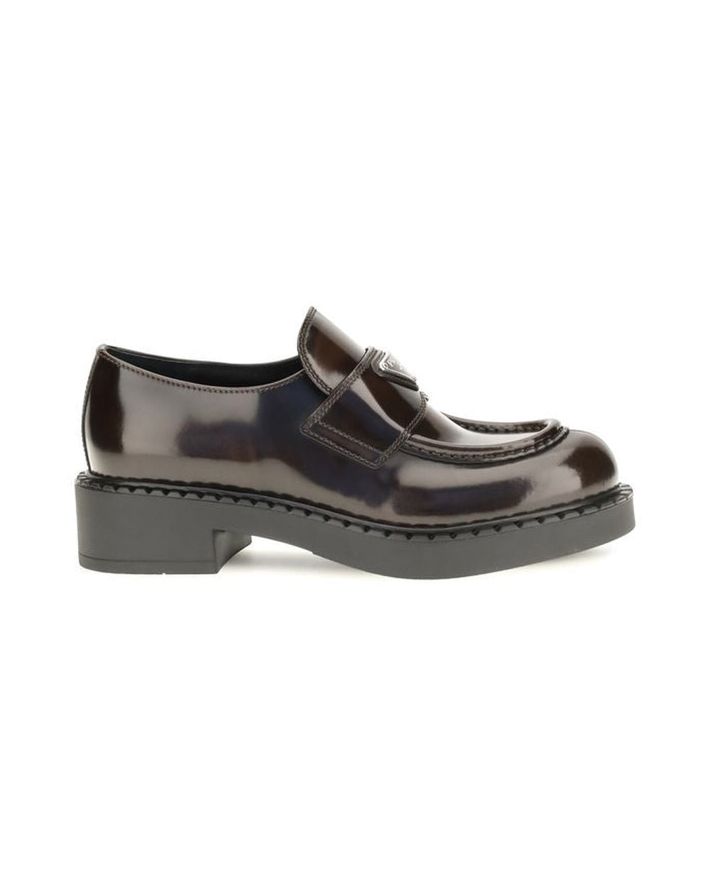Prada Brown Calf Leather Bos Taurus Slip-On Loafers