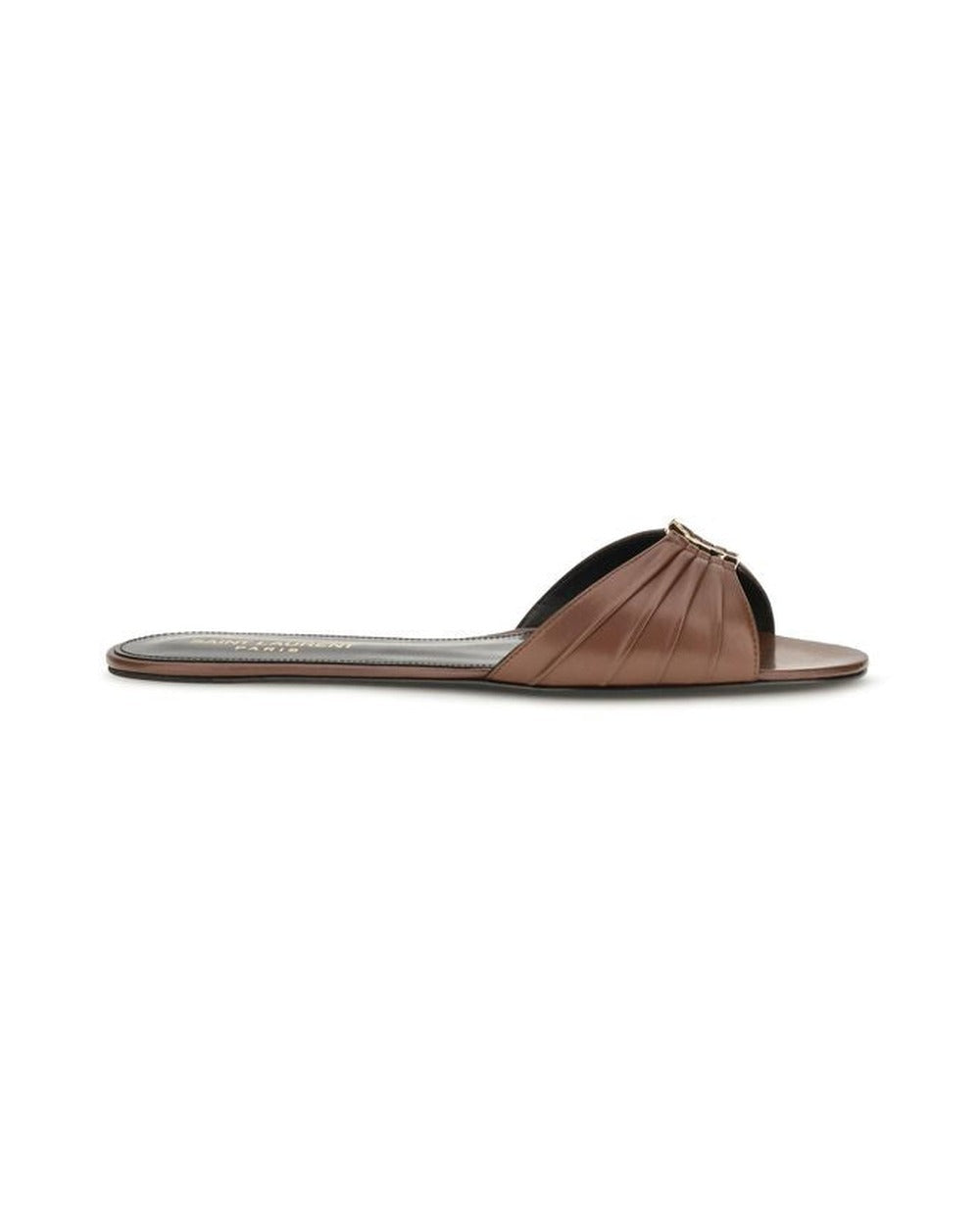 Saint Laurent Brown Calf Leather Bos Taurus Mules