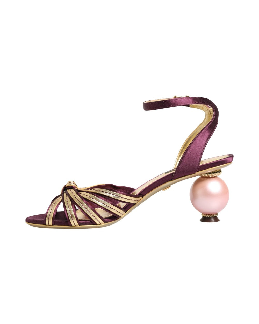 Dolce & Gabbana Purple Gold Keira Pearl Heels Sandals Shoes