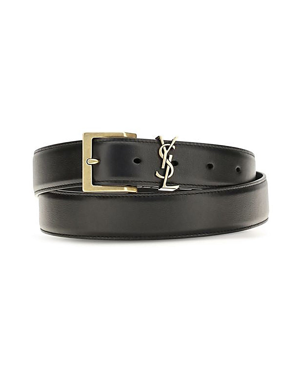 Saint Laurent Black Calf Leather Bos Taurus Regular Belt