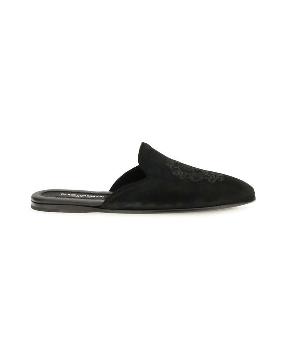 Dolce & Gabbana Black Calf Leather Bos Taurus Mules