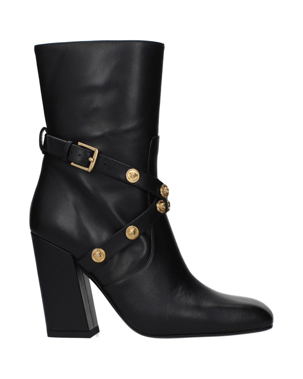Versace Black Leather Ankle Boots