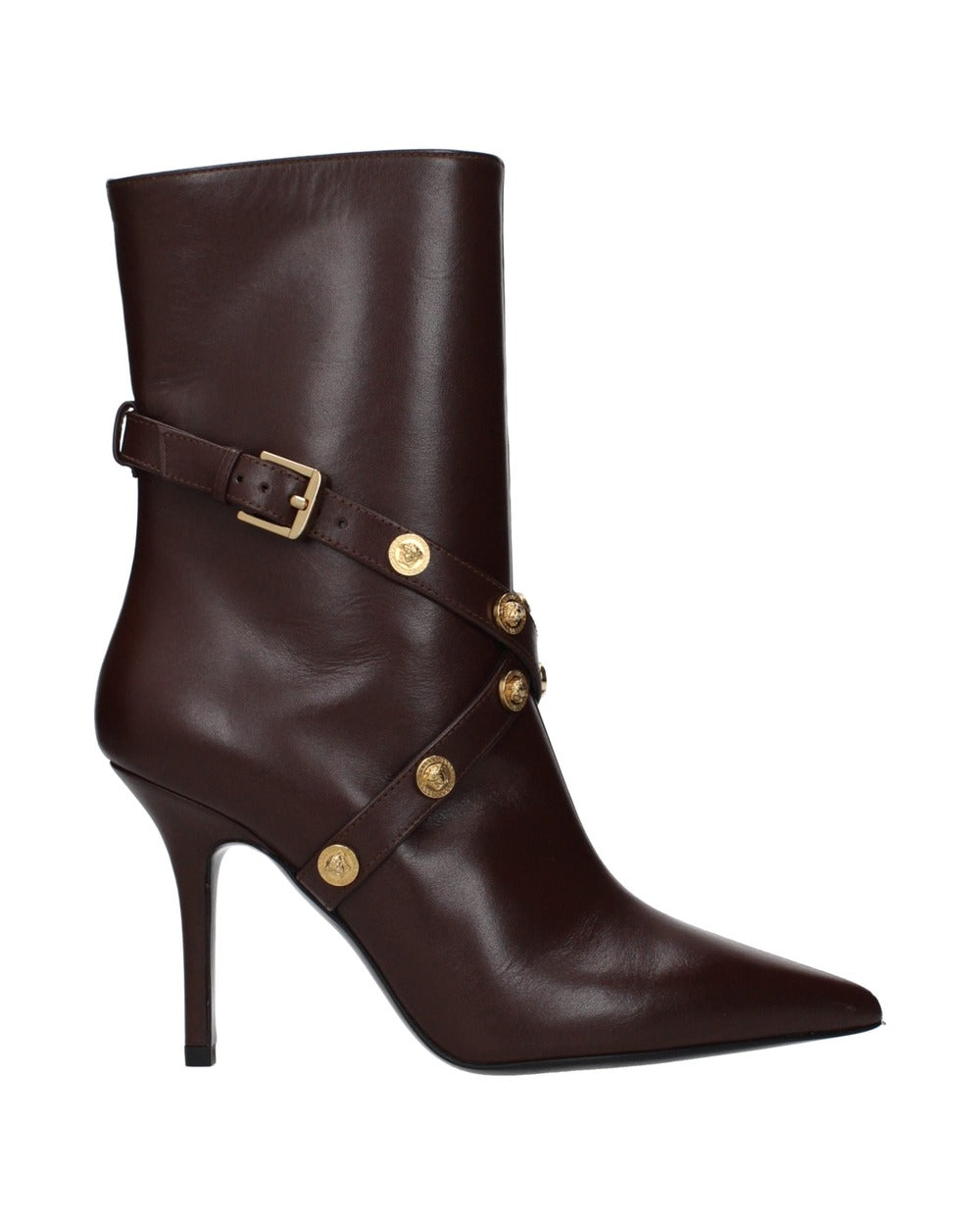 Versace Brown Leather Ankle Boots