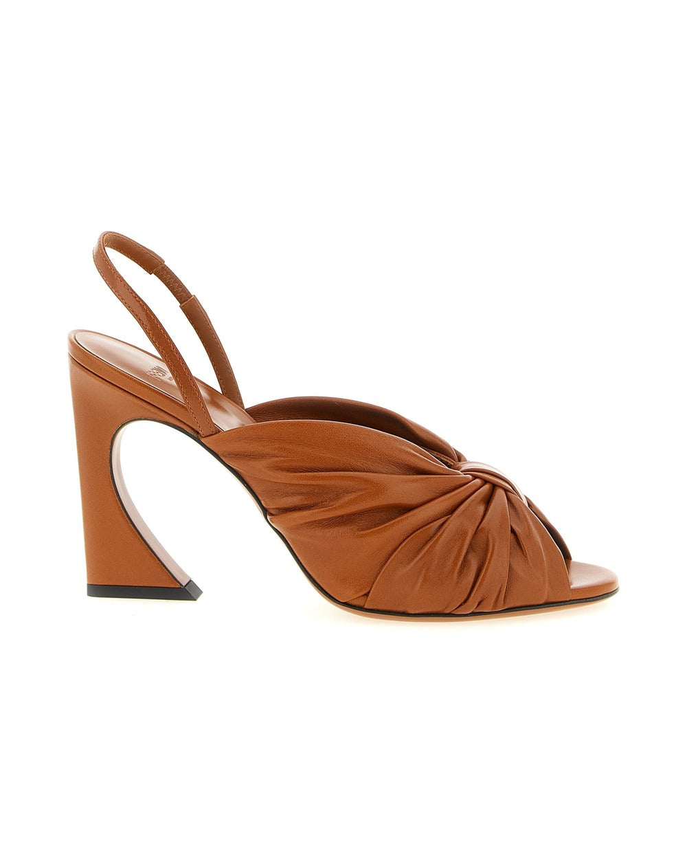 Fendi Brown Lamb Leather Stiletto Heel Sandals