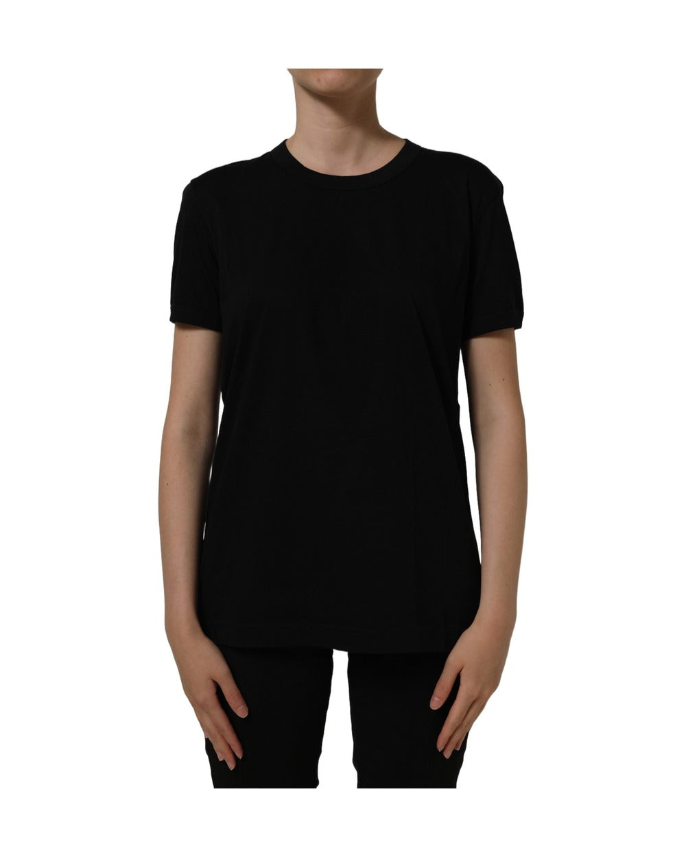 Dolce & Gabbana Dark Gray Cotton Crew Neck Short Sleeves T-shirt