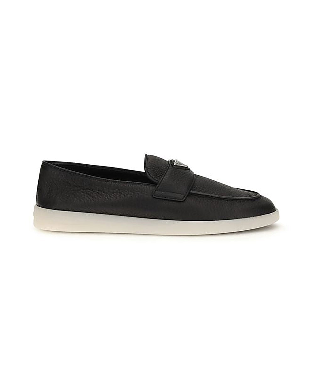 Prada Black Calf Leather Bos Taurus Slip-On Loafers