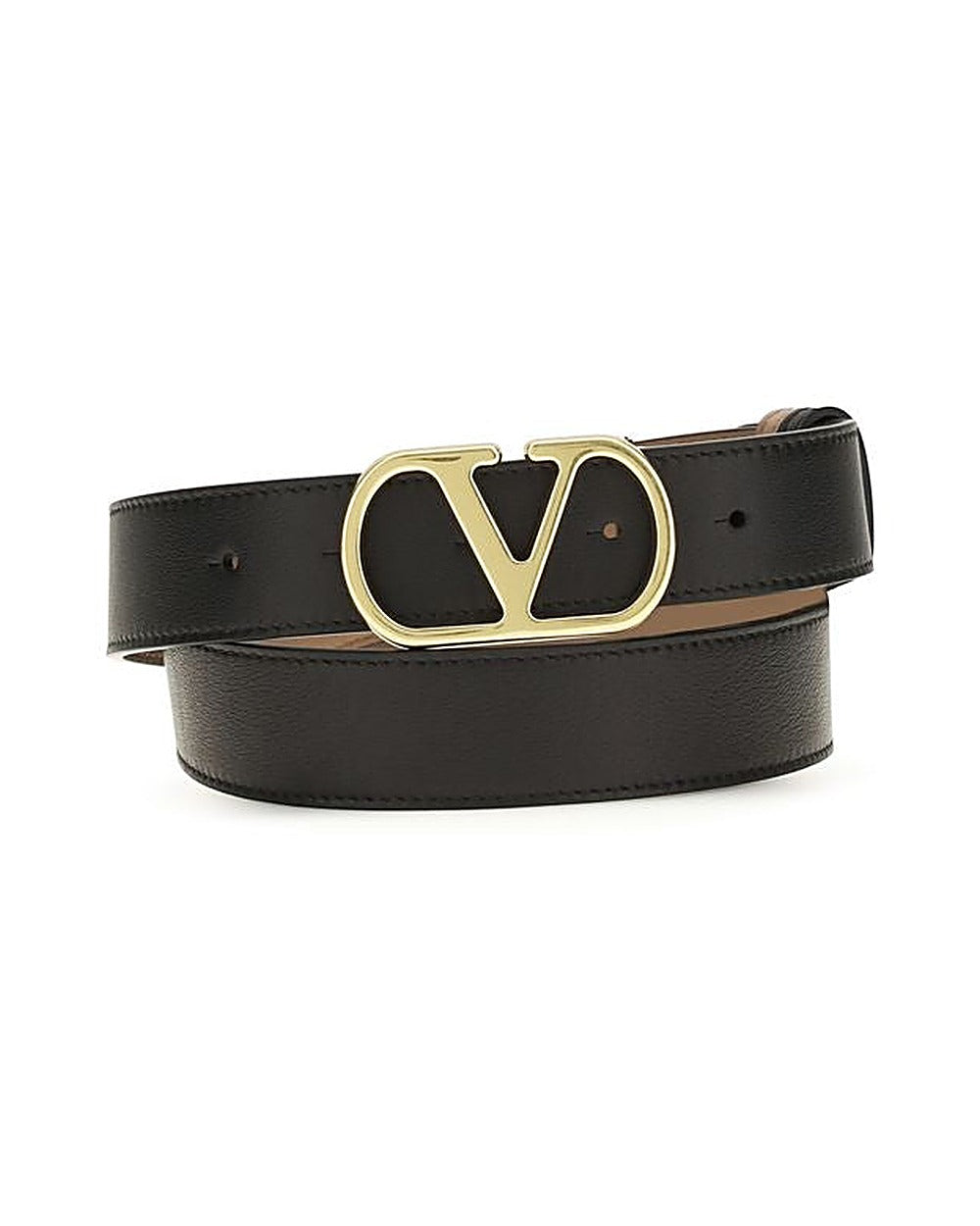 Valentino Garavani Black Calf Leather Bos Taurus Regular Belt