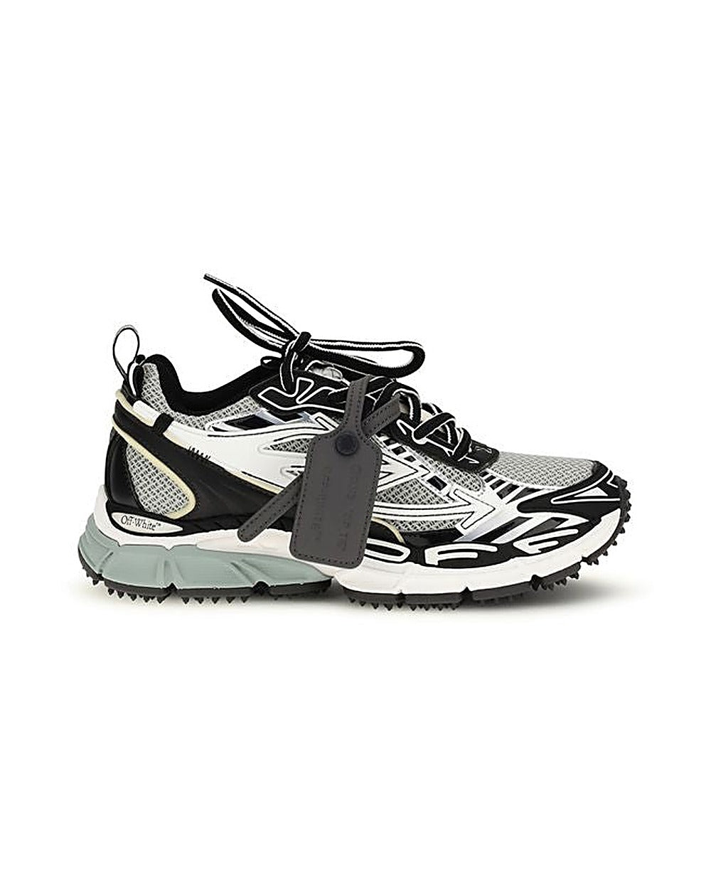 Off-White Gray Polyester Athletic Sneakers