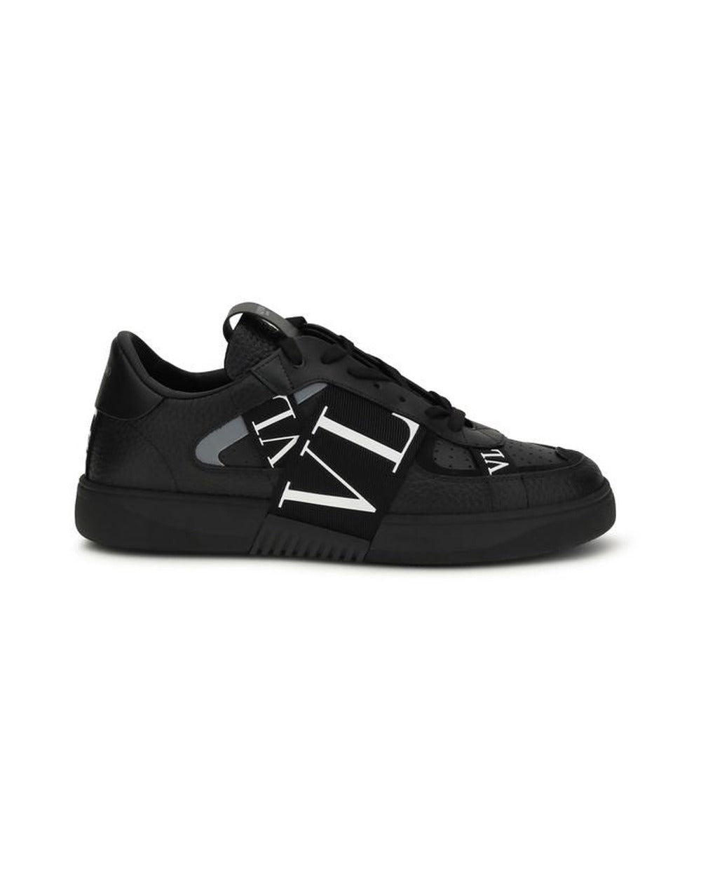 Valentino Garavani Black Calf Leather Bos Taurus Athletic Sneakers